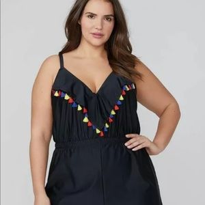 New CACIQUE TASSEL Ruffle SWIM ROMPER